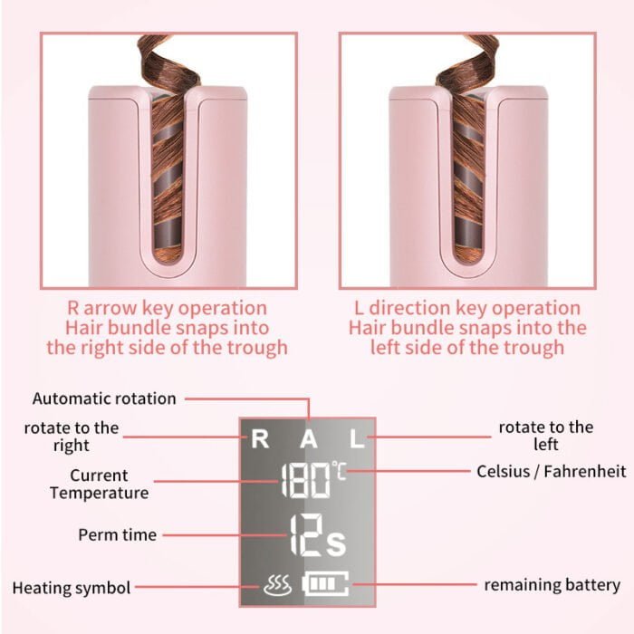 Wireless Automatic Hair Curler LCD Screen Ceramic Heating Anti-perm Curler